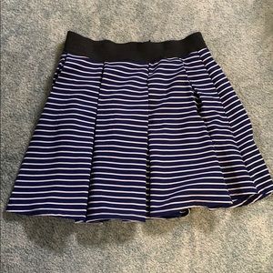 Navy and white striped skirt